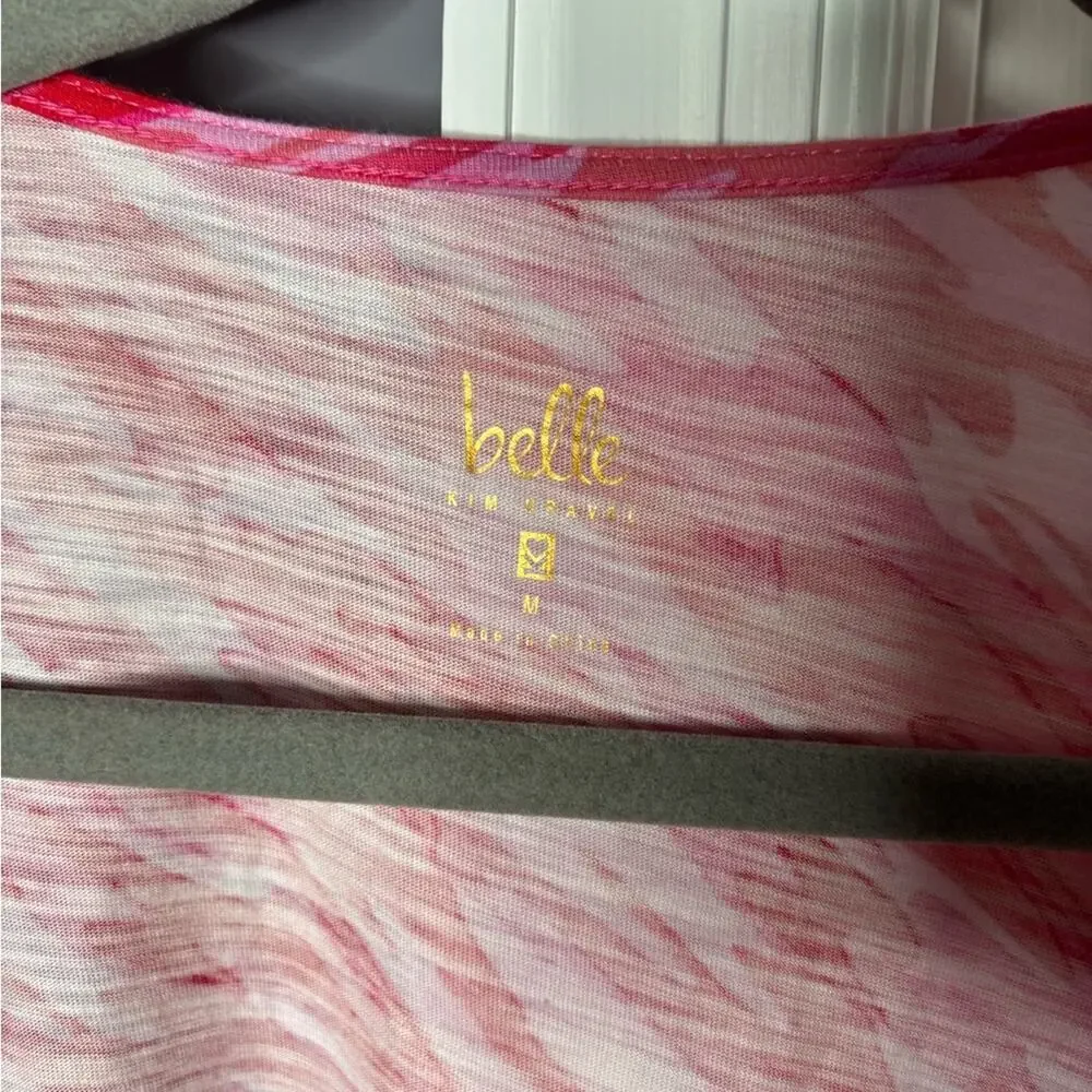 Belle by Kim Gravel Pink Camo Tie Front Cardigan Medium - Picture 3 of 6